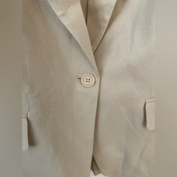 Scoop Size L Linen Blend Tan Boxy Fit Blazer - Picture 5 of 11